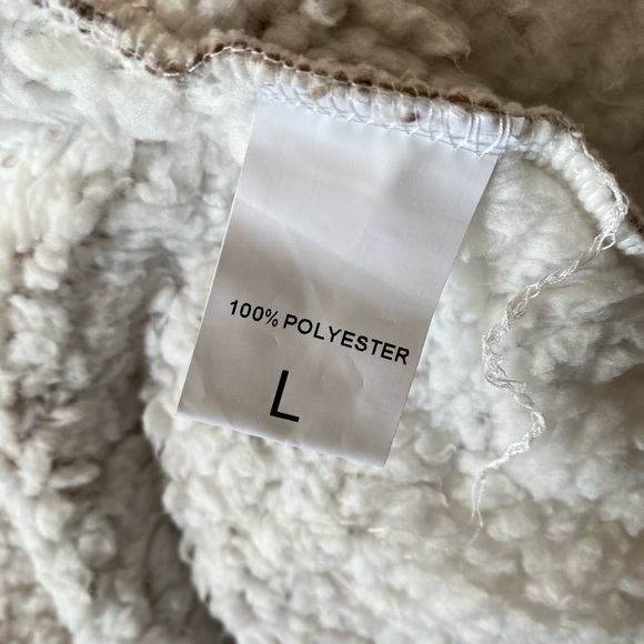 Brown Plaid Cozy Teddy Bear Open Front Hooded Cardi With Hood and Pockets - Picture 9 of 11